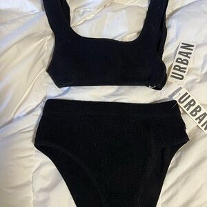 Out From Under Swim from Urban outfitters Black Textured bathing suit.
